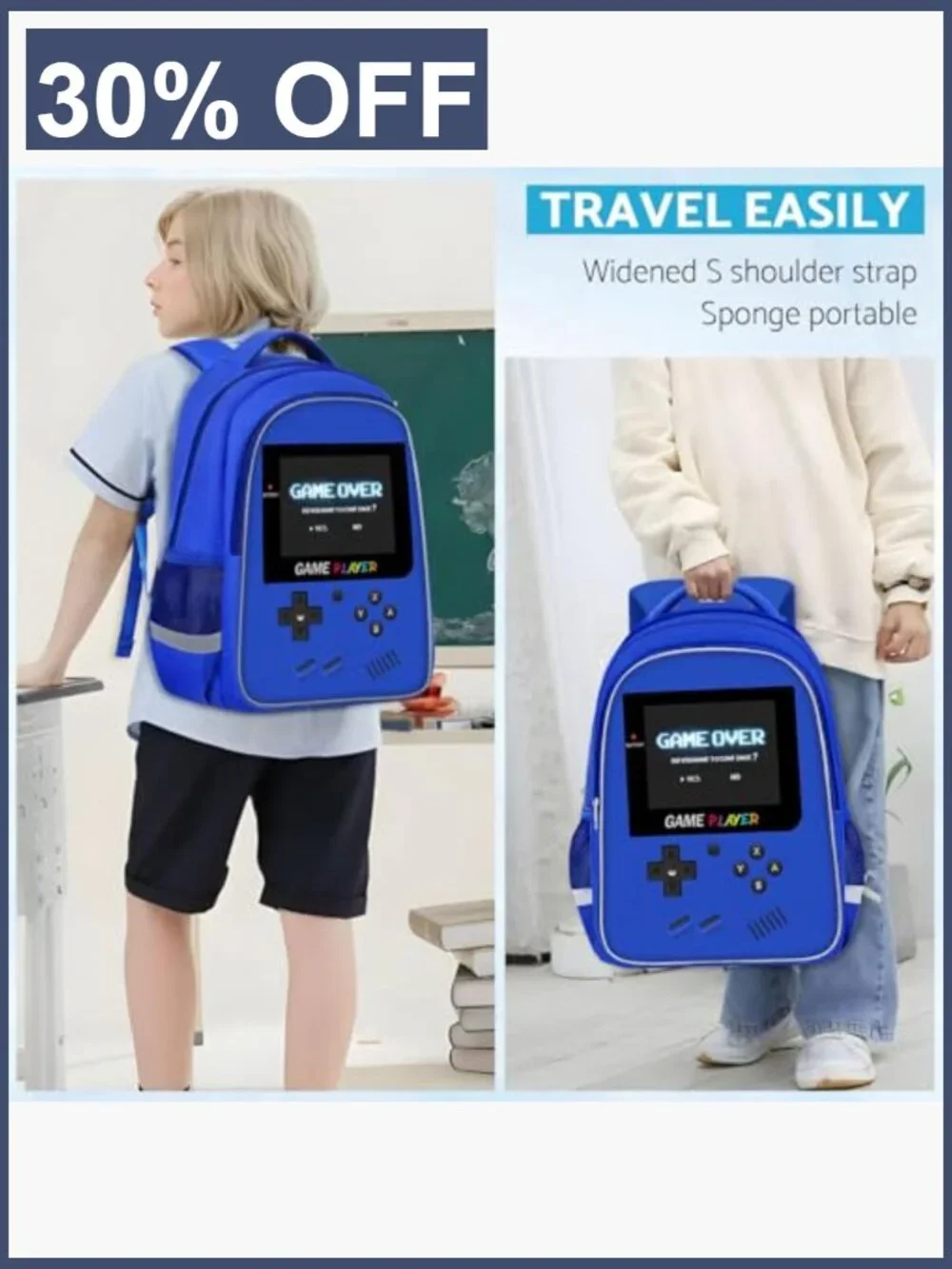 Gamer Boys School Backpack Elementary Middle Kids Ages 6-18 17 Inch